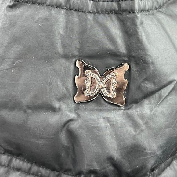 Dawn Levy Womens Black Zip Up Hooded Fur Collar Goose Down Puffer Coat Jacket M - Picture 5 of 7
